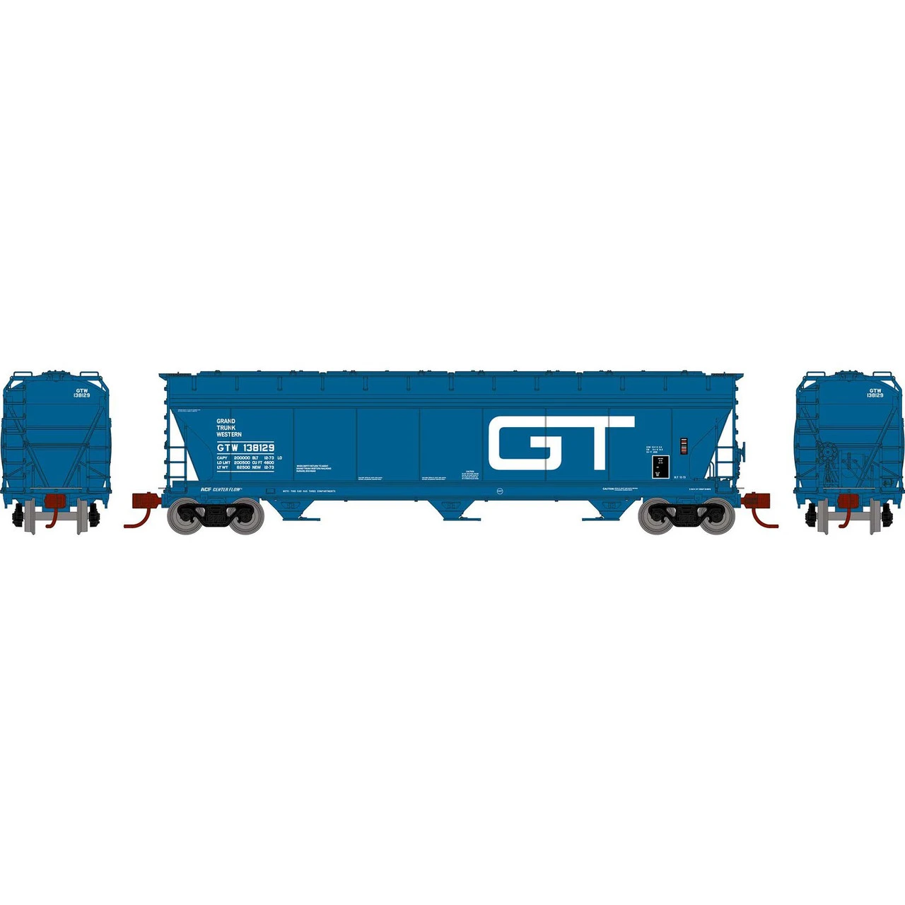 Athearn 8485 - ACF 4600 3-Bay Hopper Grand Trunk Western (GTW) 138129 - N Scale 3 Athearn 8485 - ACF 4600 3-Bay Hopper Grand Trunk Western (GTW) 138129 - N Scale