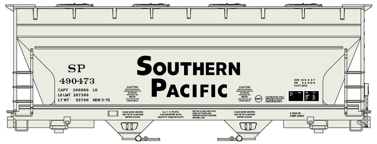 Accurail 2211 - 2-Bay ACF Covered Hopper Southern Pacific (SP) 490473 - HO Scale Kit 3 Accurail 2211 - 2-Bay ACF Covered Hopper Southern Pacific (SP) 490473 - HO Scale Kit