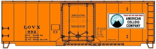 Accurail 81413 - 40' Insulated Steel Boxcar (Orange W/ Volcano Logo) American Colloid Company (LOVX) 992 - HO Scale Kit