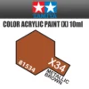 Tamiya 81534 - Acrylic Mini X-34 Metallic Brown - 10ml Bottle -Model Train Hub 81534 66218.1645224081