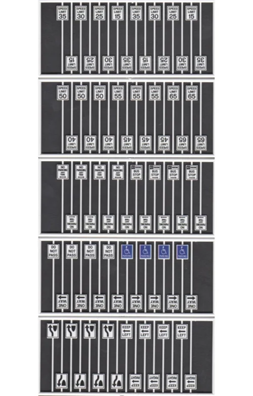 Tichy Train Group 8264 - Assorted Road Signs - 80 Pcs - HO Scale