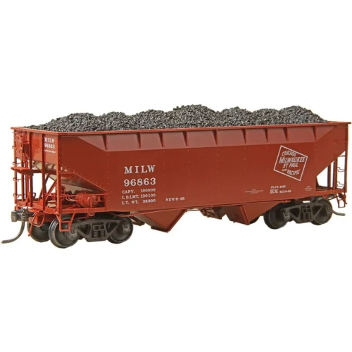 Kadee 7526 - 50 Ton AAR Standard, 2 Bay Offset Open Hopper Milwaukee Road (MILW) 96863 - HO Scale