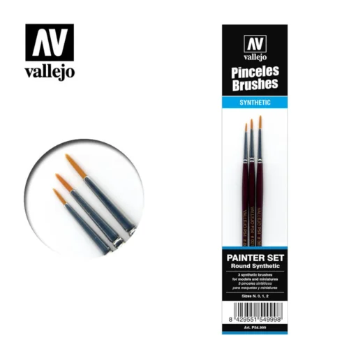 Vallejo 54999 - Toray Painter Set (Round Synthetic) 3 Brushes - Multi Scale