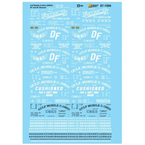 Microscale 87-1506 - Railroad Decal Set Gulf Mobile & Ohio 40' & 50' Boxcars - HO Scale
