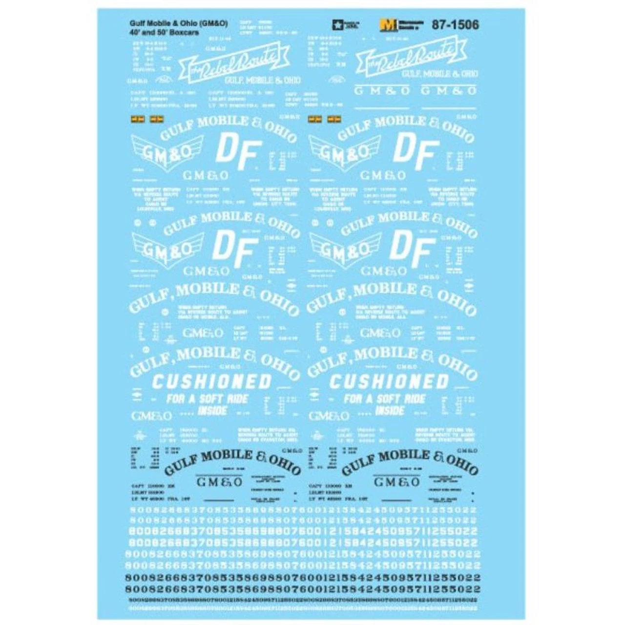 Microscale 87-1506 - Railroad Decal Set Gulf Mobile & Ohio 40' & 50' Boxcars - HO Scale 3 Microscale 87-1506 - Railroad Decal Set Gulf Mobile & Ohio 40' & 50' Boxcars - HO Scale