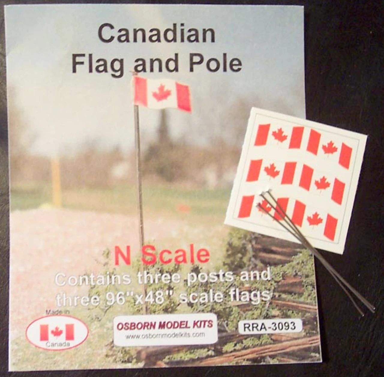 Osborn Models 3093 - Canadian Flag & Pole - N Scale 3 Osborn Models 3093 - Canadian Flag & Pole - N Scale