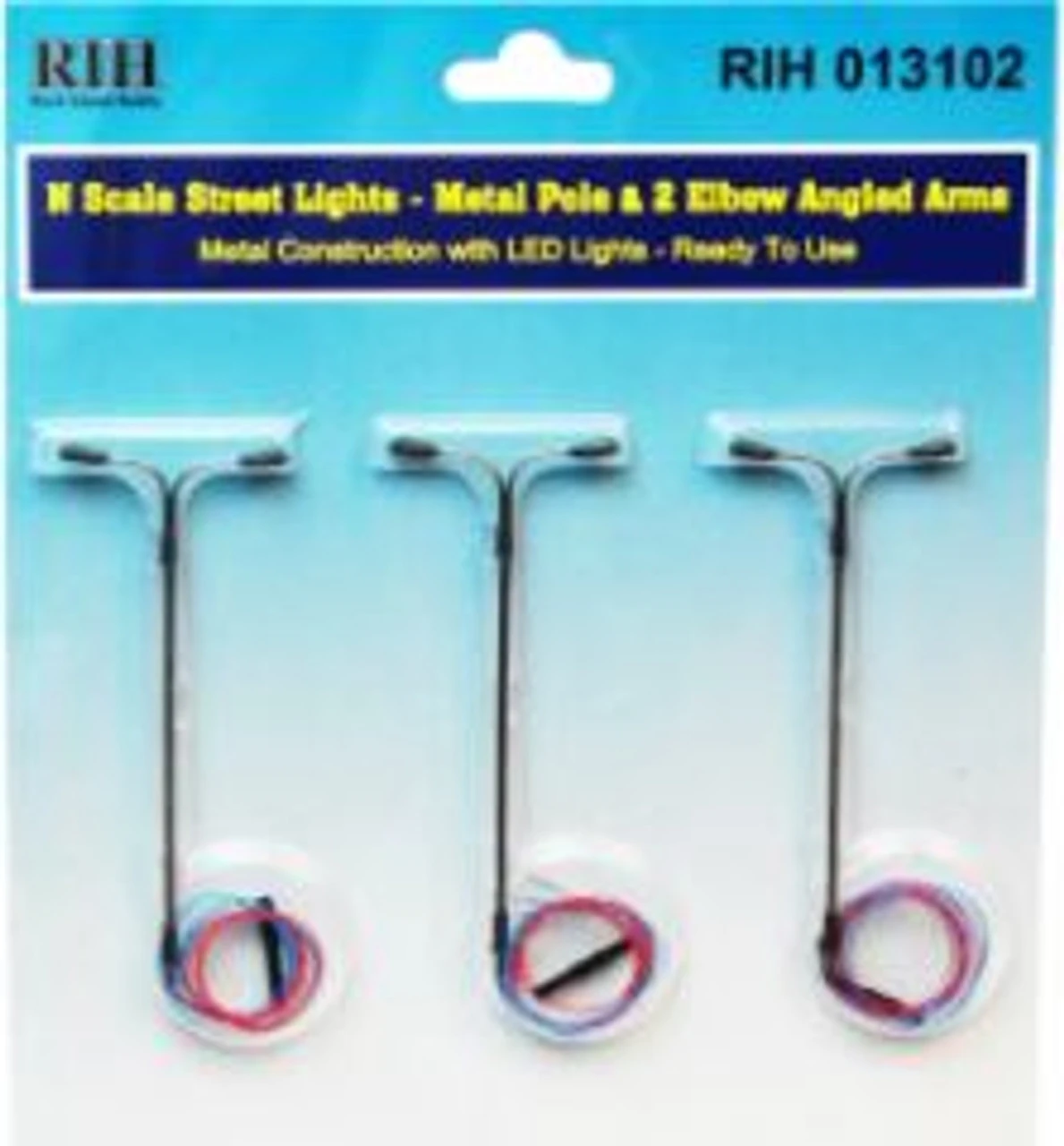 Rock Island Hobby 013102 - N Scale Streetlights Vertical Pole And 2 Elbow Angled Arms - N Scale 3 Rock Island Hobby 013102 - N Scale Streetlights Vertical Pole And 2 Elbow Angled Arms - N Scale