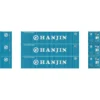 Athearn 17419 - 40' Corrugated Low-Cube Container (3) Hanjin - N Scale -Model Train Hub ath17419 94363.1677276177