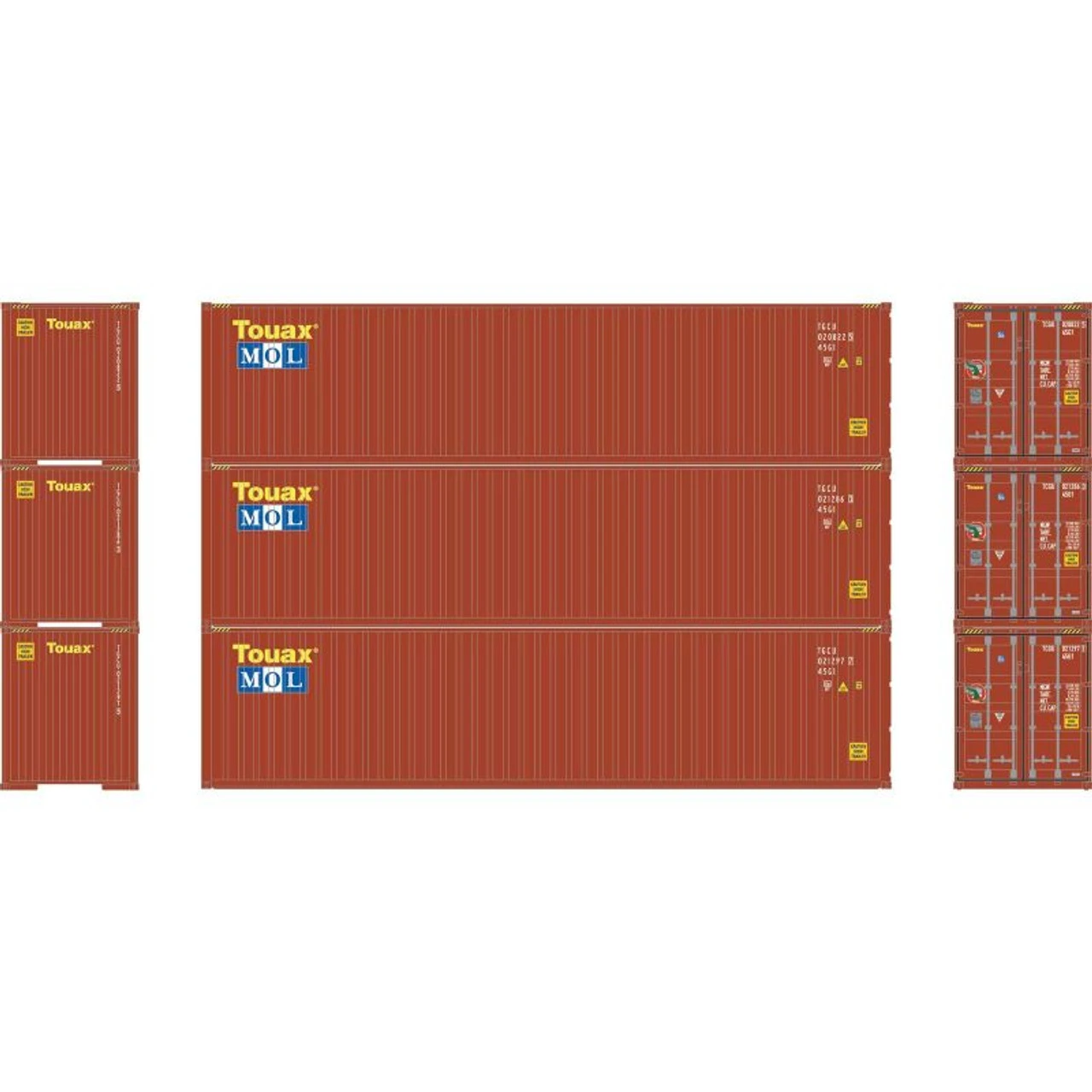 Athearn 27044 - 40' Corrugated HC Container (Set #1, 3 Pack) MOL - HO Scale 3 Athearn 27044 - 40' Corrugated HC Container (Set #1, 3 Pack) MOL - HO Scale