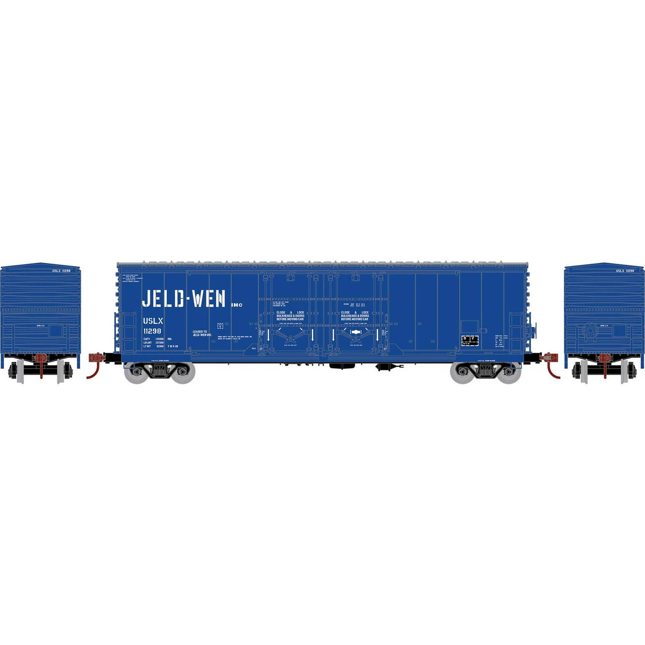 Athearn RTR 67955 - 50' Evans Dbl Door Plug Box Jeld-Wen (USLX) 11298 - HO Scale 3 Athearn RTR 67955 - 50' Evans Dbl Door Plug Box Jeld-Wen (USLX) 11298 - HO Scale