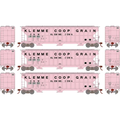 Athearn RTR 81585 - FMC 4700 Covered Hopper Klemme CO-OP 182960, 182971, 182998 (CNW Patched) - HO Scale