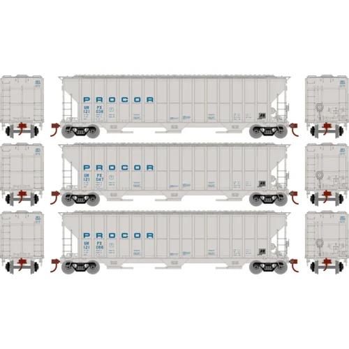 Athearn RTR 81588 - FMC 4700 Covered Hopper Procor (UNPX) 121038, 121047, 121066 - HO Scale