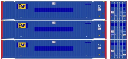 Atlas 20006666 - 53' JINDO Container (3) EMP - HO Scale