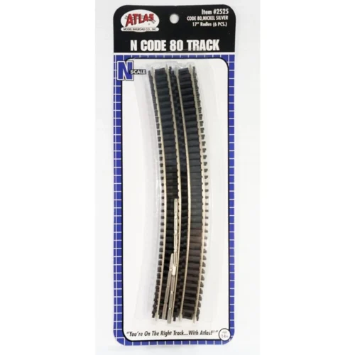 Atlas 2525 - Code 80, Nickel Silver, 17" Radius Curve (6 Pieces) - N Scale
