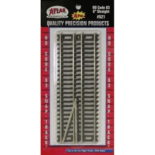 Atlas 521 - 6" Straight - 4 Pcs - HO Scale