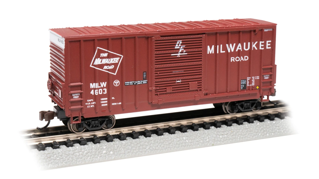 Bachmann 18255 - 40' Hi-Cube Outside-Braced Boxcar Milwaukee Road (MILW) 4603 - N Scale 3 Bachmann 18255 - 40' Hi-Cube Outside-Braced Boxcar Milwaukee Road (MILW) 4603 - N Scale