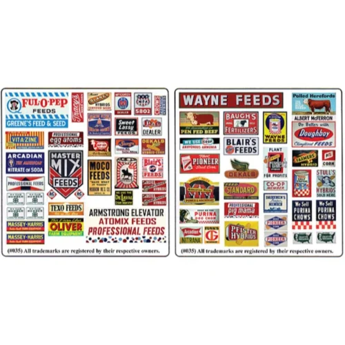 Blair Line 035 - Printed Advertising Signs -- Vintage Feed & Seed Signs - N Scale Kit