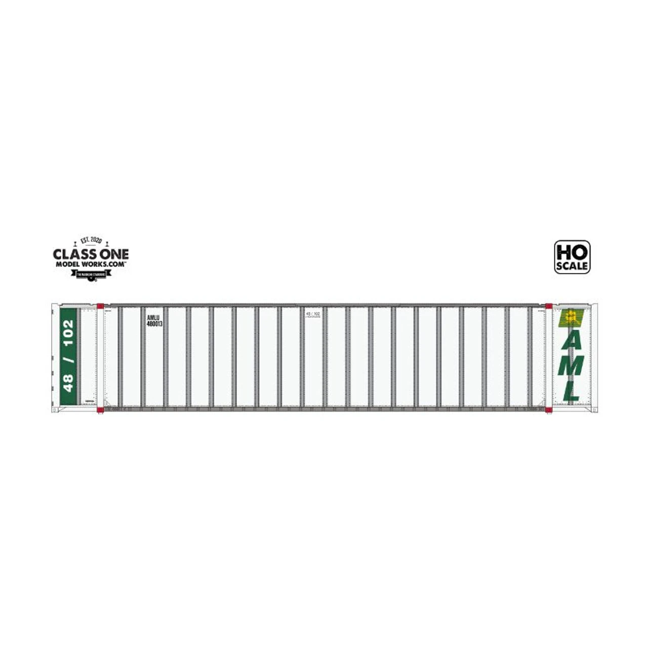 Class One Model Works CT00522 - Hyundai 48' Exterior-Post Containers Alaska Marine Lines 480101 - HO Scale 3 Class One Model Works CT00522 - Hyundai 48' Exterior-Post Containers Alaska Marine Lines 480101 - HO Scale