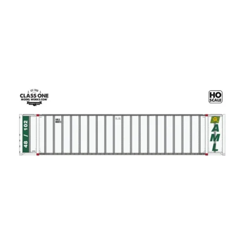Class One Model Works CT00523 - Hyundai 48' Exterior-Post Containers Alaska Marine Lines 480132 - HO Scale