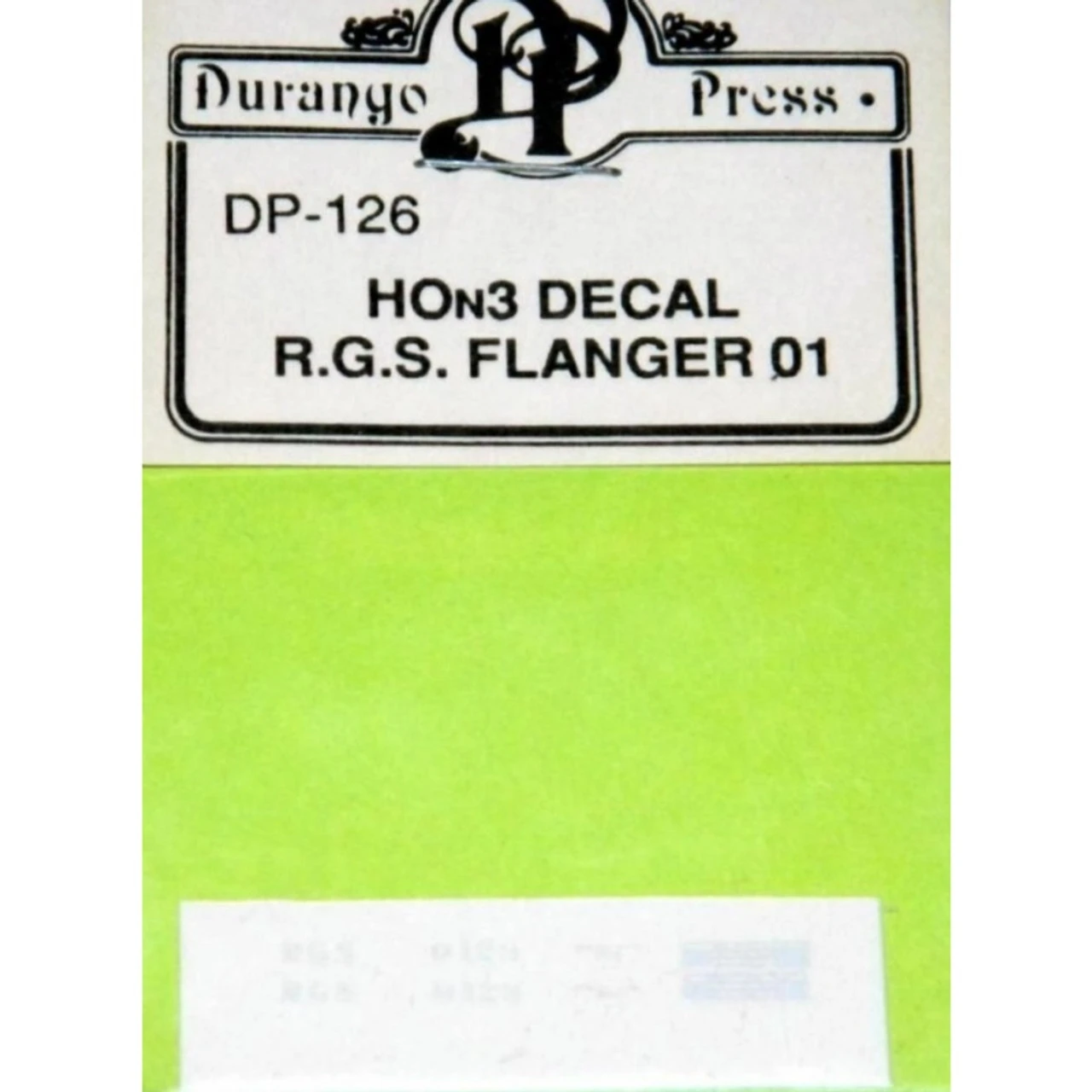 Durango Press 126 - RGS Drag Flanger #1 Decal - HO Scale Kit 3 Durango Press 126 - RGS Drag Flanger #1 Decal - HO Scale Kit