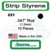 Evergreen 221 - Styrene Rod 0.047" -Model Train Hub evg221 24779.1671411064
