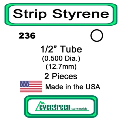 Evergreen 236 - Styrene Tube 1/2 Inch