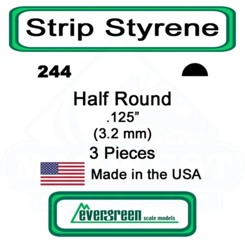 Evergreen 244 - Half Round .125"