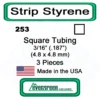 Evergreen 253 - Square Tubing 3/16" (.188) -Model Train Hub evg253 28723.1671411066