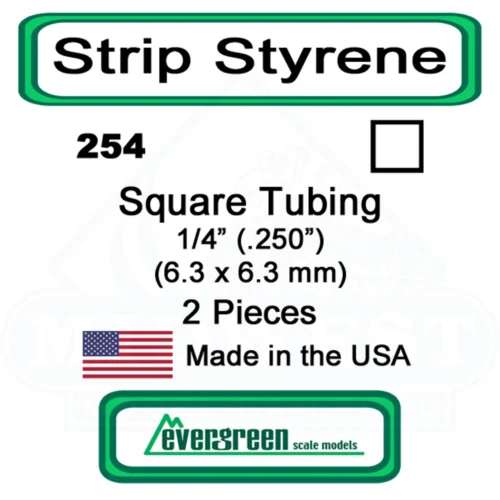 Evergreen 254 - Square Tubing 1/4" (.250)