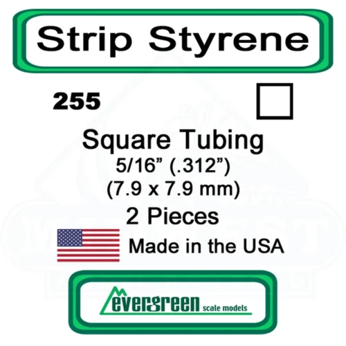 Evergreen 255 - Square Tubing 5/16" (.312)