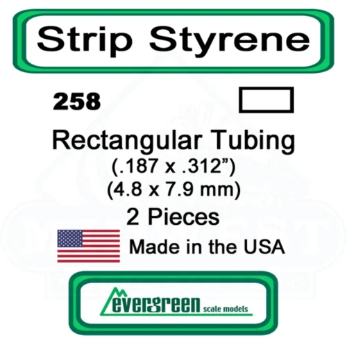Evergreen 258 - Rectangular Tubing .188 X .312"