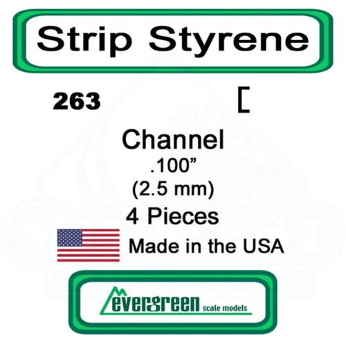Evergreen 263 - Styrene Channel .100"