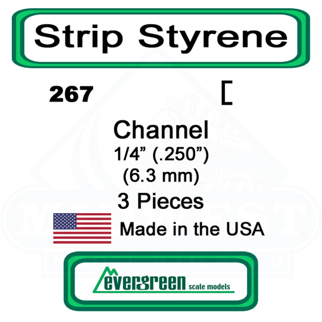 Evergreen 267 - Styrene Channel .250" 3 Evergreen 267 - Styrene Channel .250"