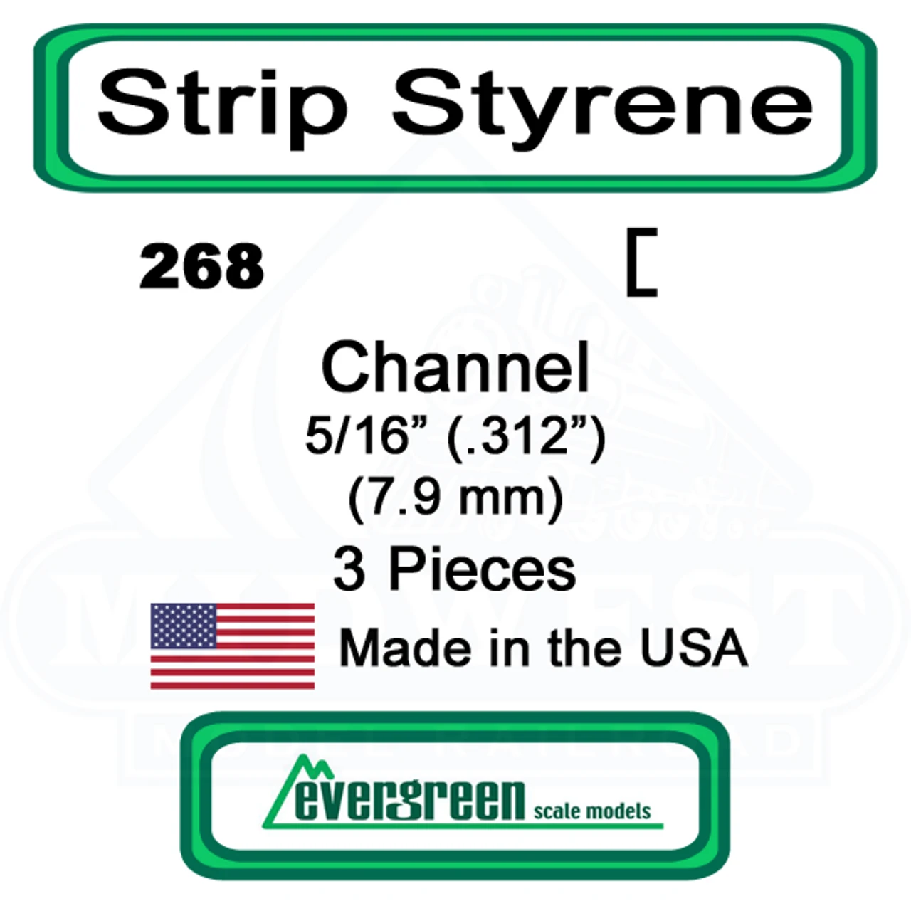 Evergreen 268 - Styrene Channel .312" 3 Evergreen 268 - Styrene Channel .312"