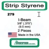 Evergreen 279 - Styrene I-Beam .375" -Model Train Hub evg279 44686.1671411070