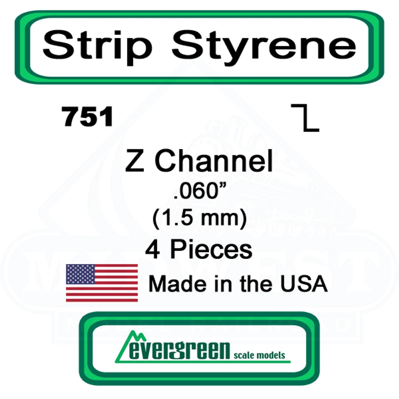 Evergreen 751 - Styrene Z Channel .060" 3 Evergreen 751 - Styrene Z Channel .060"