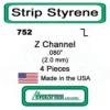 Evergreen 752 - Styrene Z Channel .080" -Model Train Hub evg752 36992.1671411077