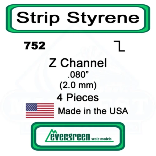 Evergreen 752 - Styrene Z Channel .080"