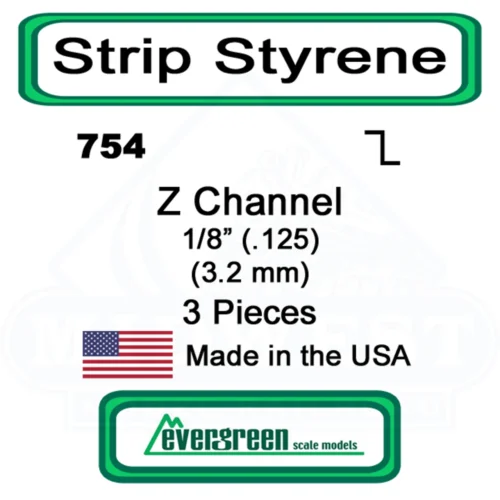 Evergreen 754 - Styrene Z Channel .125"