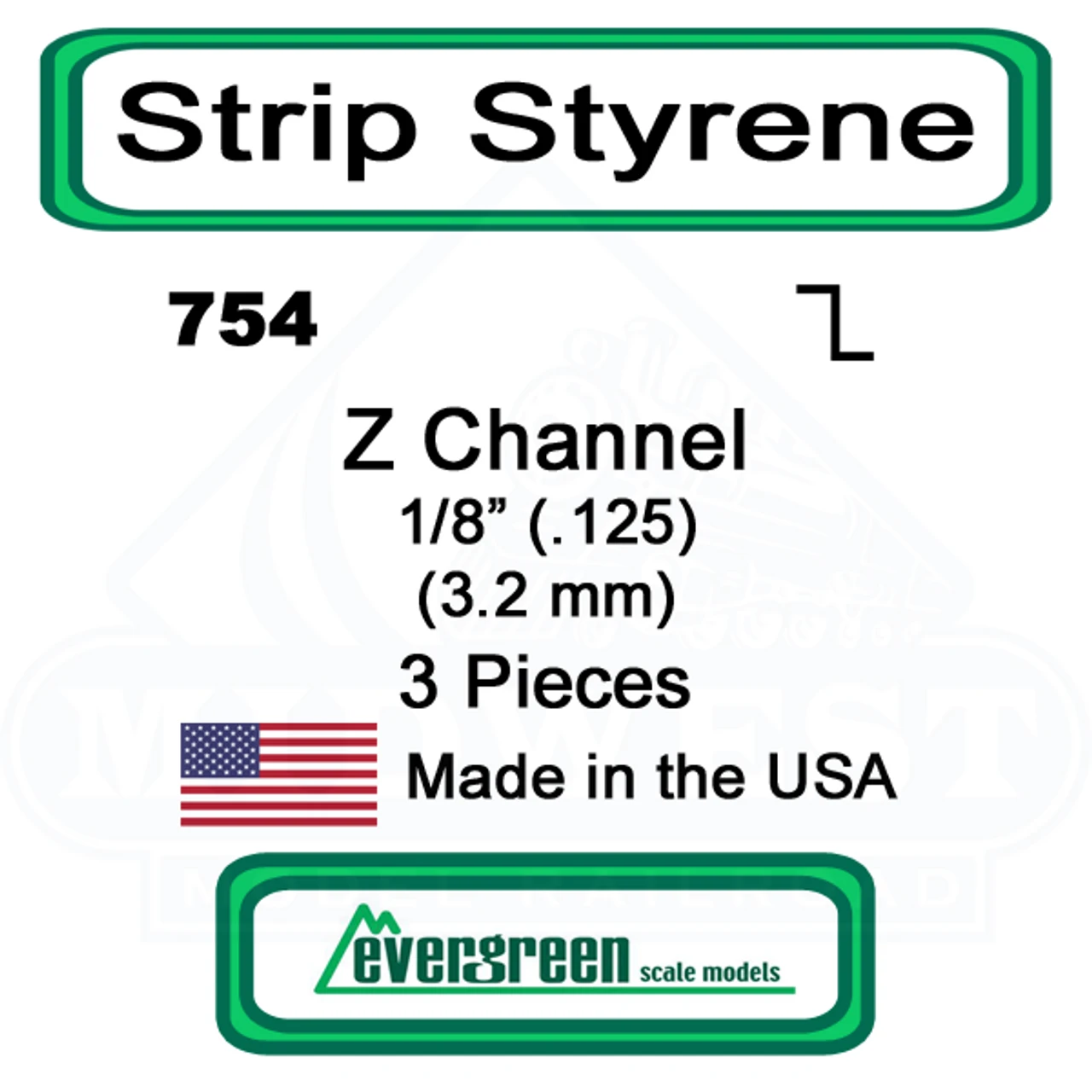 Evergreen 754 - Styrene Z Channel .125" 3 Evergreen 754 - Styrene Z Channel .125"