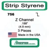 Evergreen 756 - Styrene Z Channel .188" -Model Train Hub evg756 17473.1671411078