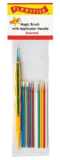Flex-i-File MB05 - Magic Brush Assortment - Assorted & 1 Applicator Handle/Holder (yellow) Pkg(15)