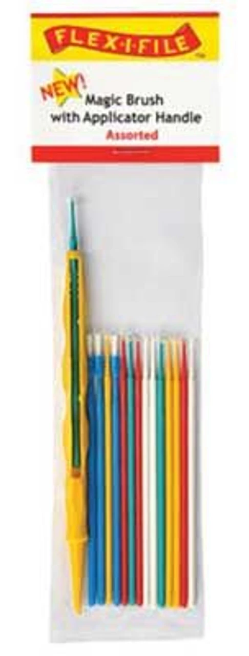 Flex-i-File MB05 - Magic Brush Assortment - Assorted & 1 Applicator Handle/Holder (yellow) Pkg(15) 3 Flex-i-File MB05 - Magic Brush Assortment - Assorted & 1 Applicator Handle/Holder (yellow) Pkg(15)