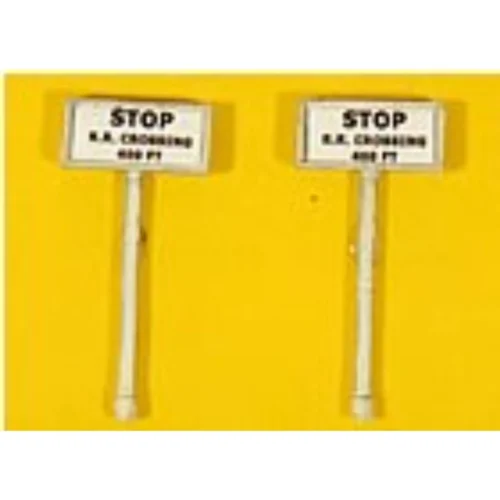 JL Innovative 839 - Stop RR Crossing 400 Ft. Sign (2) - HO Scale