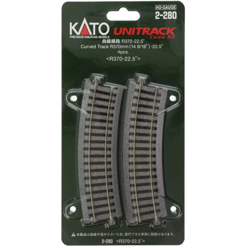 Kato 2-280 - 370mm (14 9/16") Radius 22.5º Curve Track [4 Pcs] - HO Scale