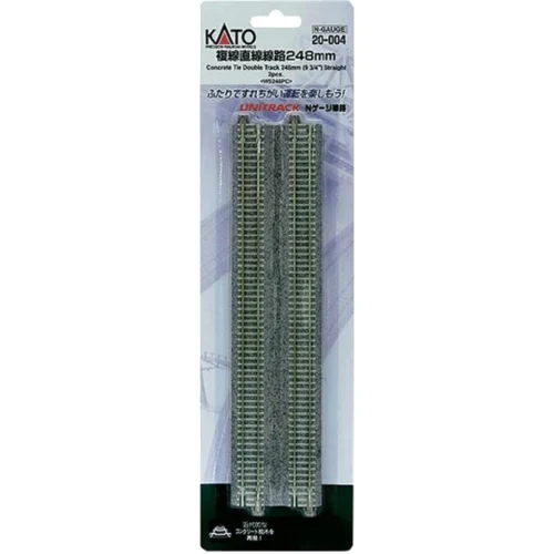 Kato 20-004 - 248mm (9 3/4") Concrete Tie Double Track Straight [2 Pcs] - N Scale