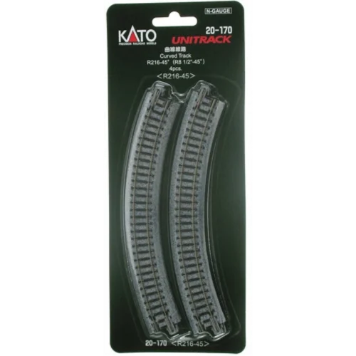 Kato 20-170 - 216mm (8 9/16") Radius 45º Curve Track [4 Pcs] - N Scale