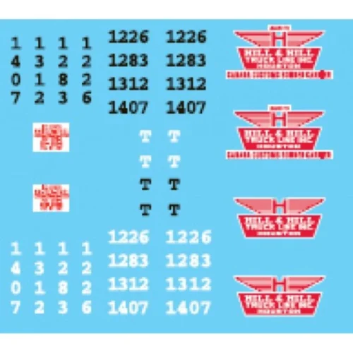 Lonestar Model 12024 - Company Decal Accessory Pack - Hill & Hill Truck Lines - HO Scale