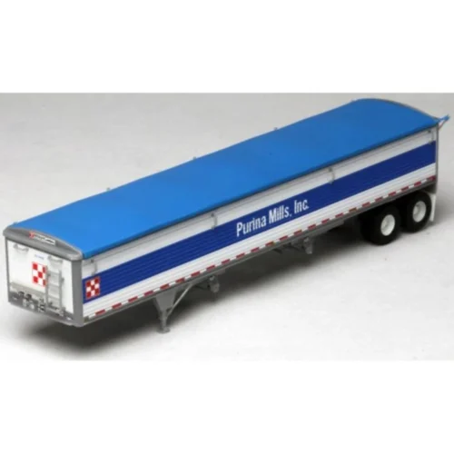 Lonestar Model 6034 - Wilson Pacesetter 43' Grain Trailer Kit - White Body / Blue Tarp, Purina Mills - HO Scale Kit