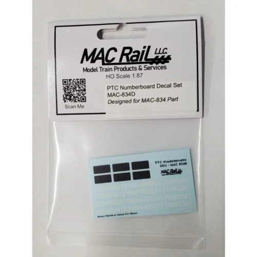 MACRail 834D - PTC Numberboard Decal Set - HO Scale